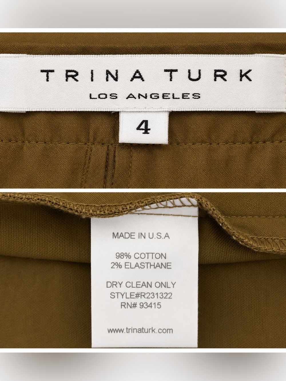 Trina Turk Khaki/Bronze Pencil Skirt Made in USA Size 4 - Picture 3 of 3